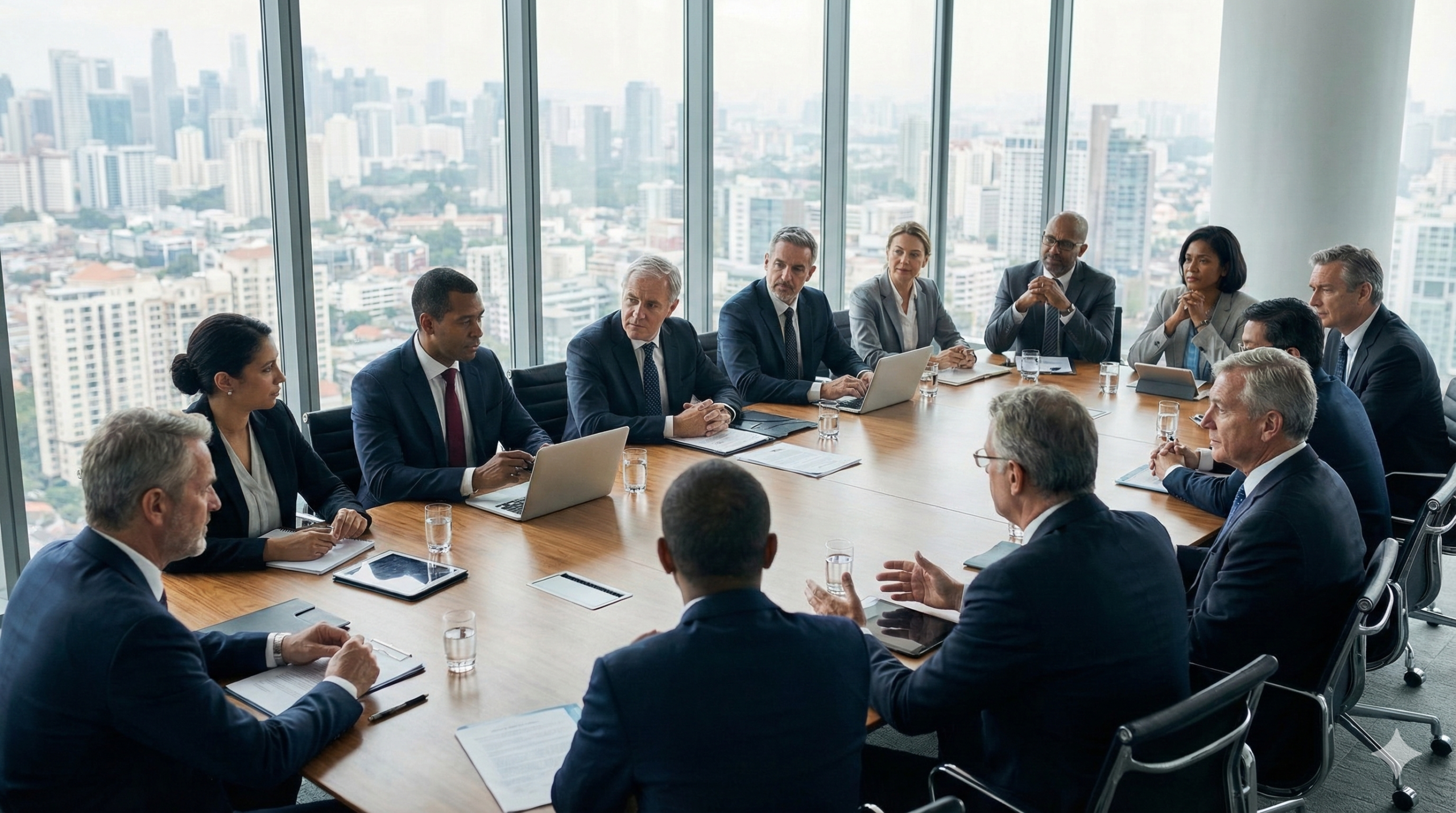 International leaders in strategic discussion at a global summit